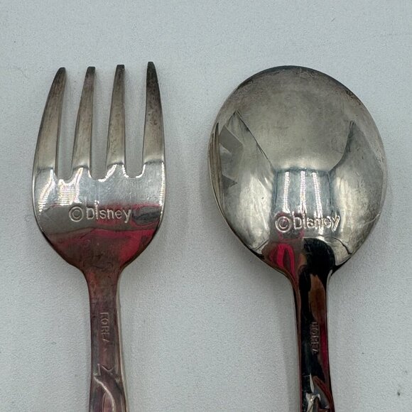 Vintage Disney Mickey and Minnie Mouse Spoon and Fork Set Korea Small child size - Picture 6 of 7